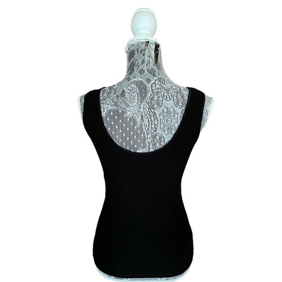 VINTAGE Corset Lace Up Tank Top Black - Picture 2 of 5